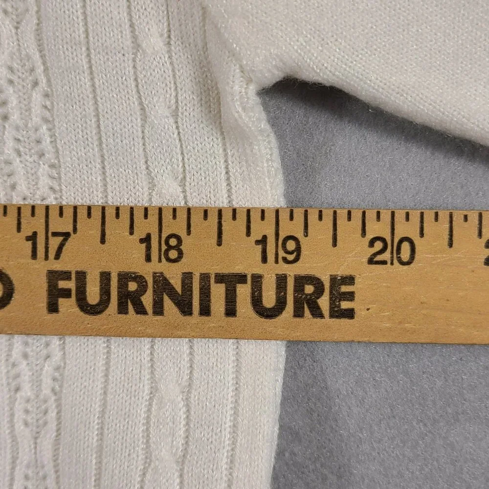 Vtg Koret White Mock Neck Pullover Sweater Short Sleeve Zip Back Size Medium? - Picture 6 of 6